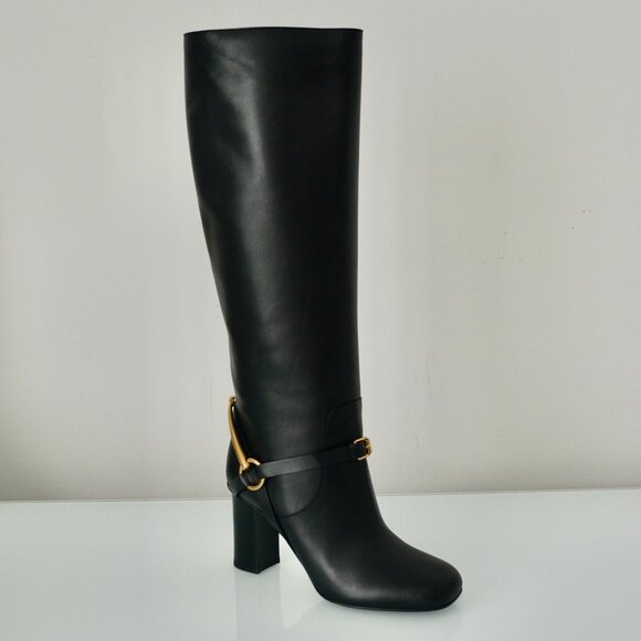 NIB  GUCCI HORSEBIT LEATHER KNEE HIGH BOOTS - Picture 1 of 8